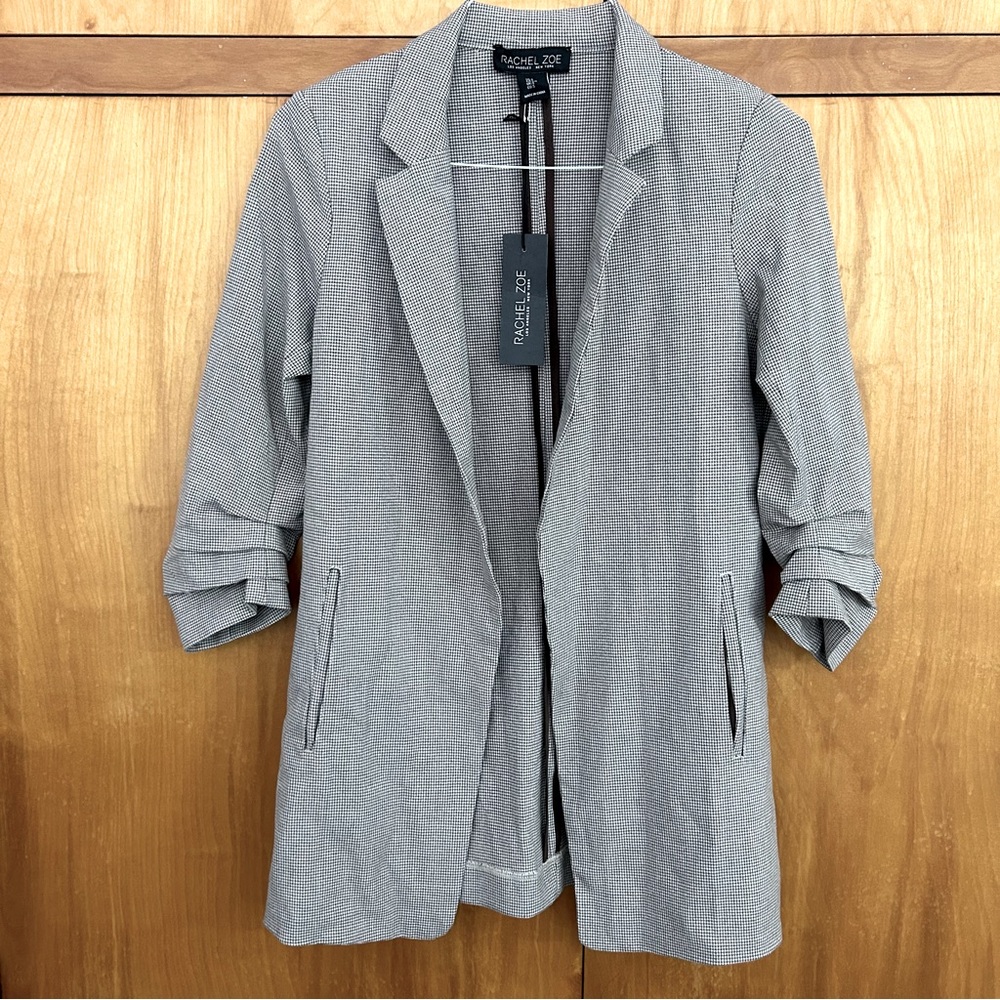 Rachel Zoe brown plaid blazer size small